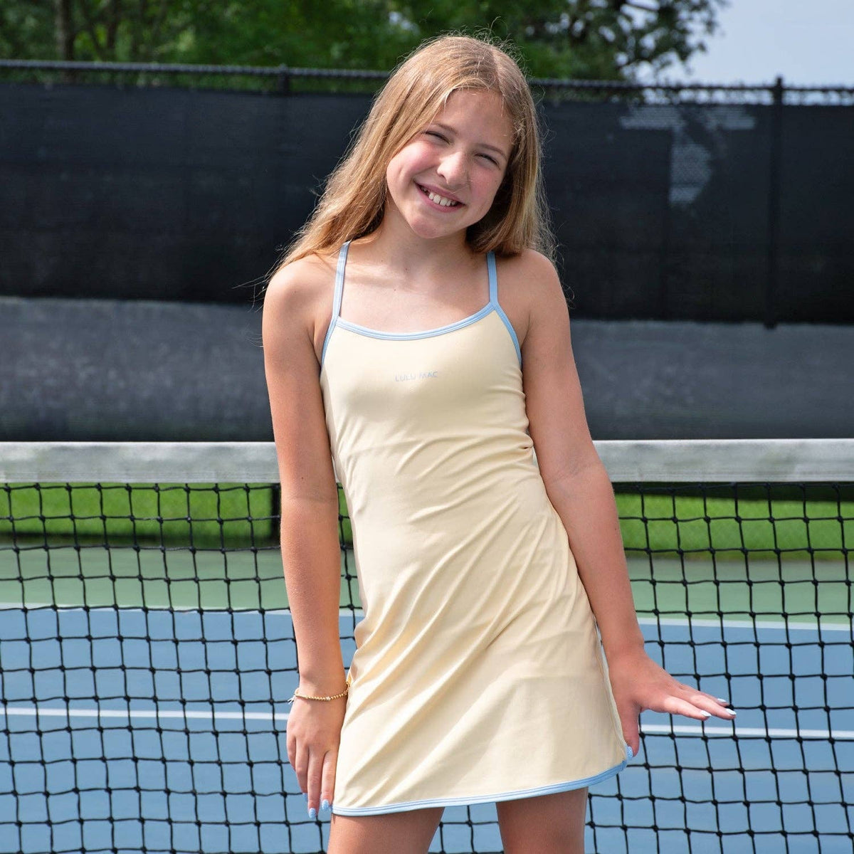LM Butter/Light Blue Girls Athletic Dress - Southern Soule Designs