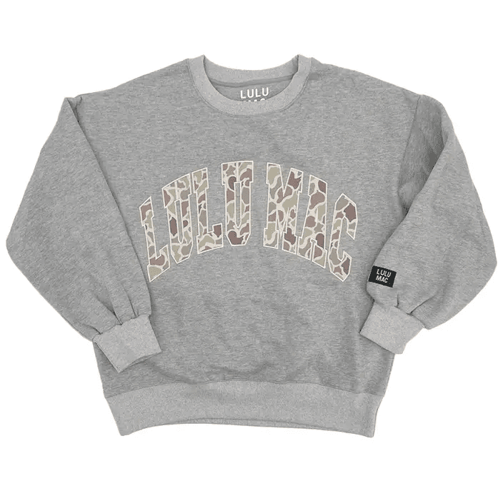 LM Light Grey/Camo Sweatshirt - Southern Soule Designs
