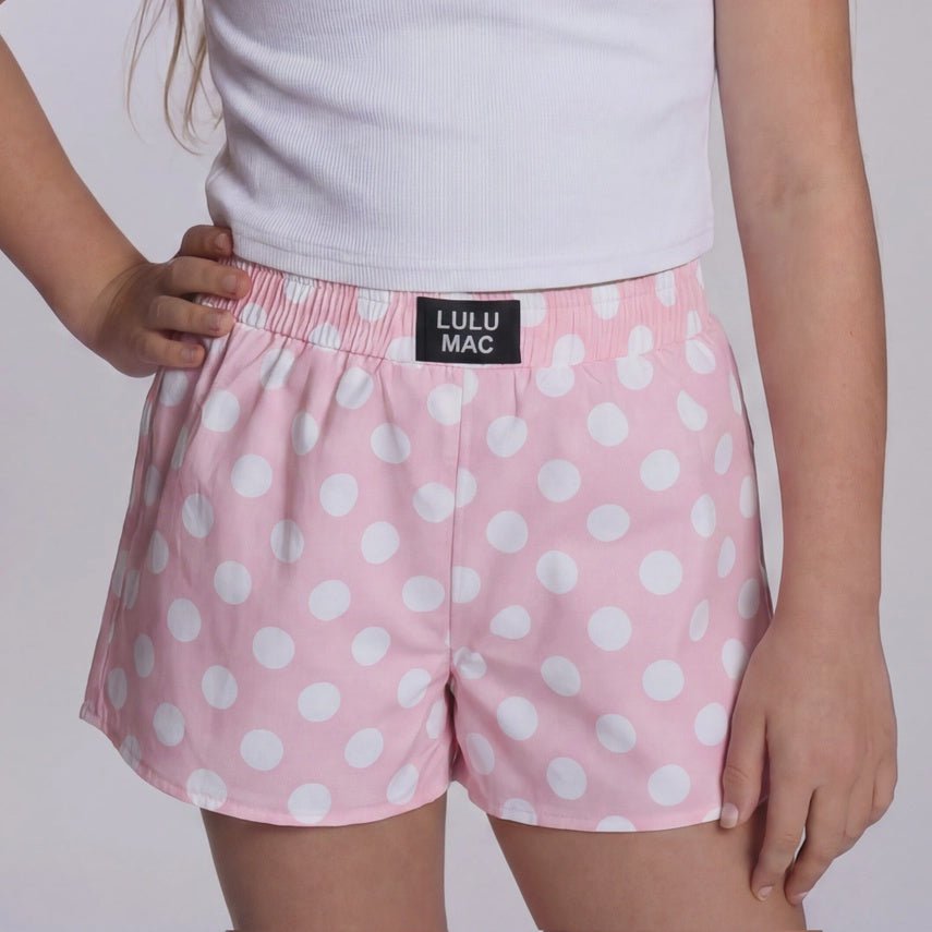 LM Light Pink Polka Dot Girls Shorts - Southern Soule Designs
