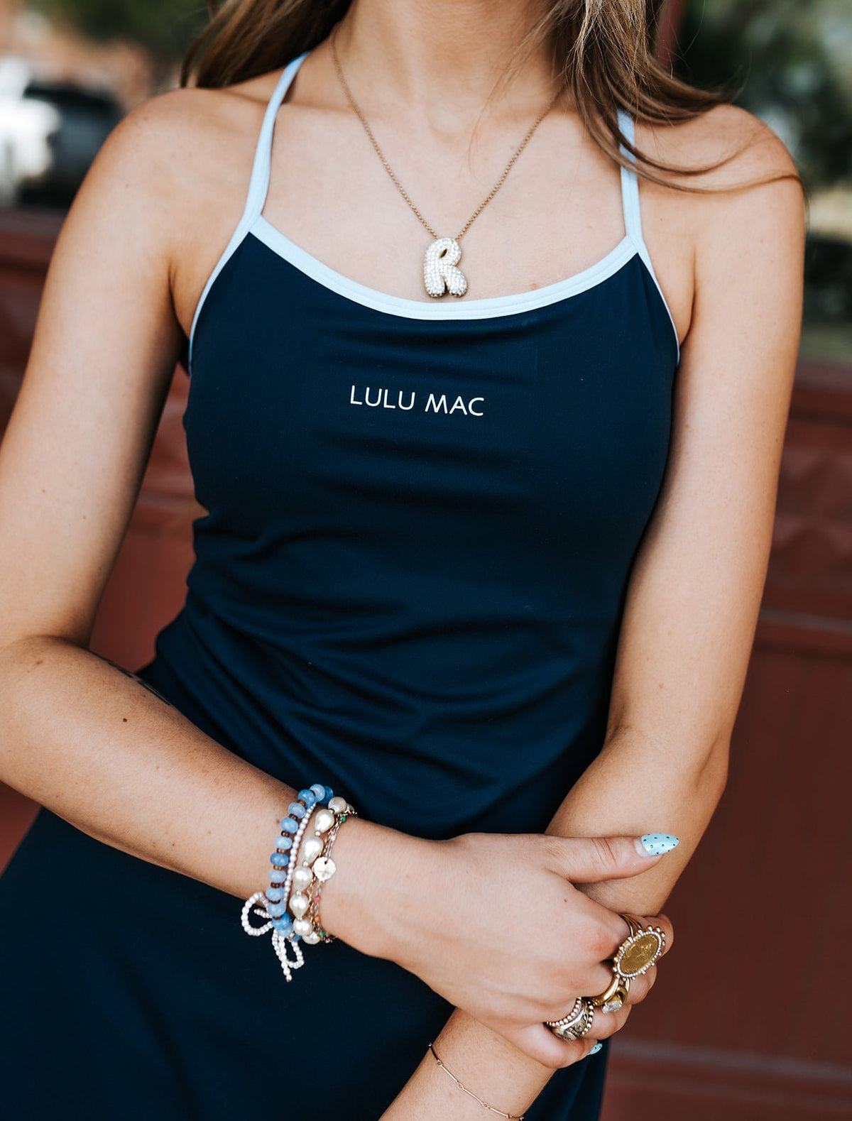 LM Navy/Light Blue Athletic Dress - Southern Soule Designs