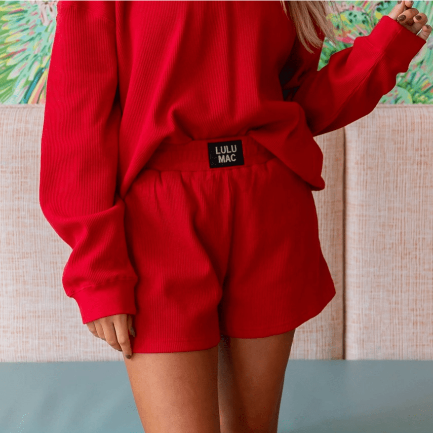 LM Red Waffle Shorts - Southern Soule Designs