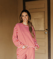 LM Red/Pink Stripe Long Sleeve Top - Southern Soule Designs