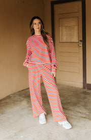 LM Red/Pink Stripe Pants - Southern Soule Designs