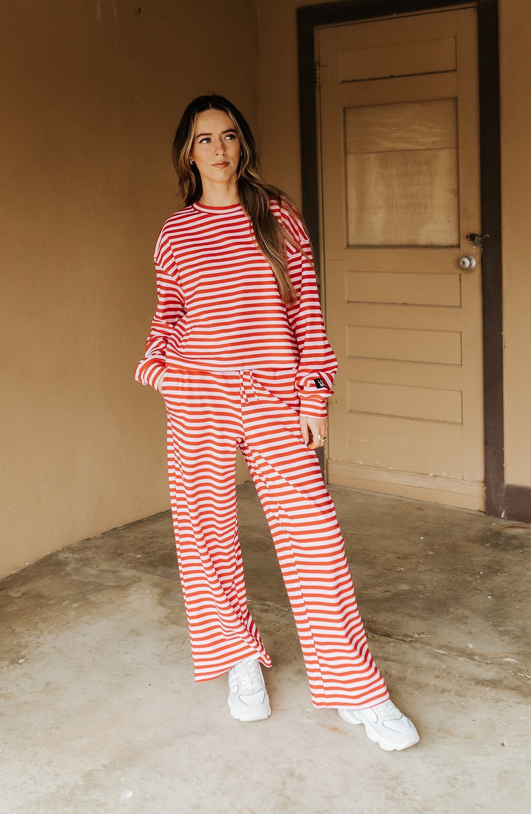 LM Red/Pink Stripe Pants - Southern Soule Designs