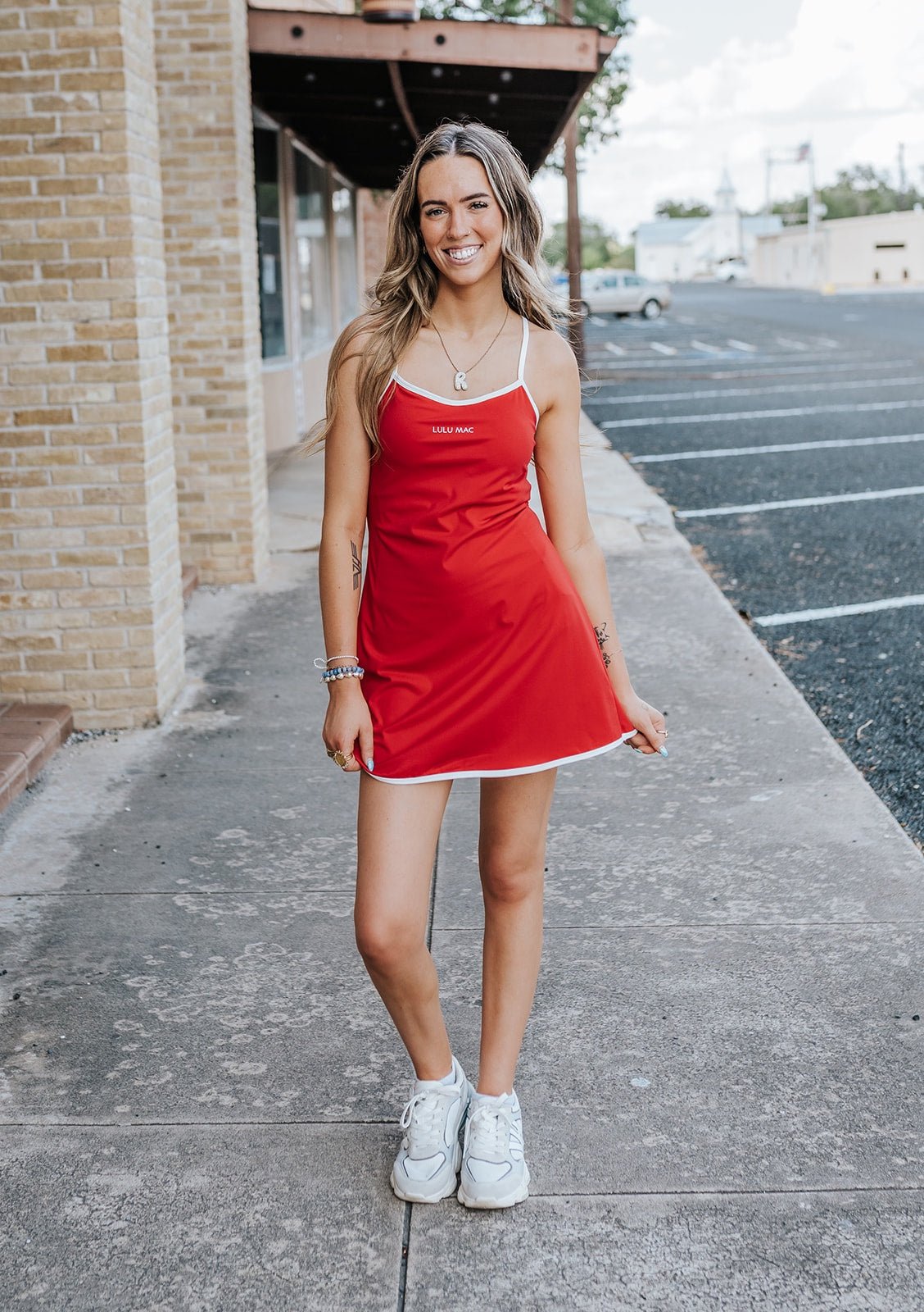 LM Red/White Athletic Dress - Southern Soule Designs