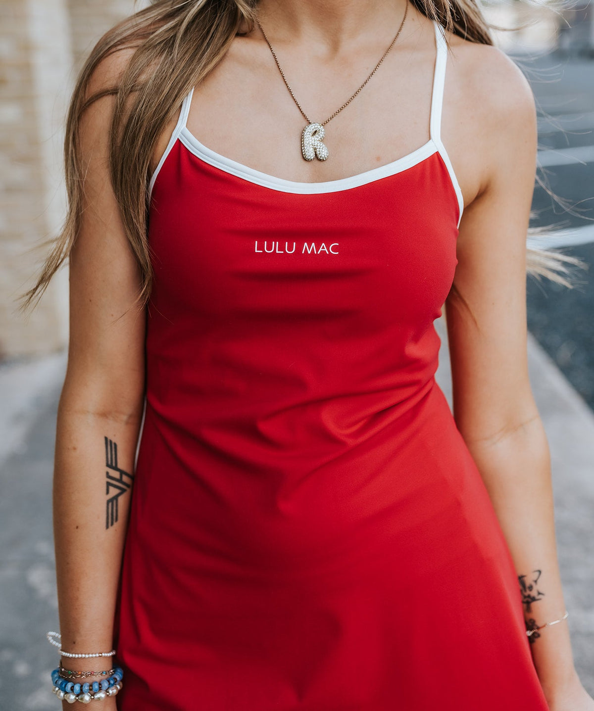 LM Red/White Athletic Dress - Southern Soule Designs