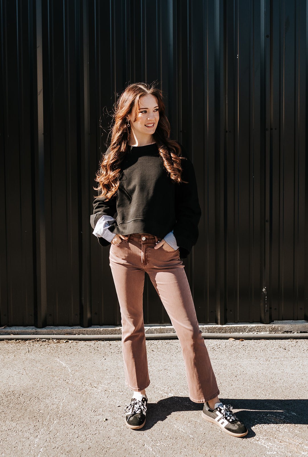 Long Sleeve Mixed Media Top - Black - Southern Soule Designs