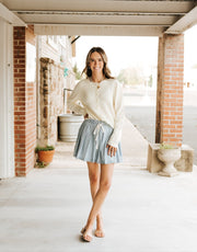 Lt Blue Denim Pleated Skort S26195 - Southern Soule Designs