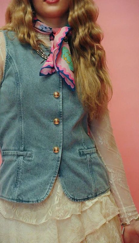 Lt Blue Denim Vest Top w/ Gold Buttons T26271 - Southern Soule Designs