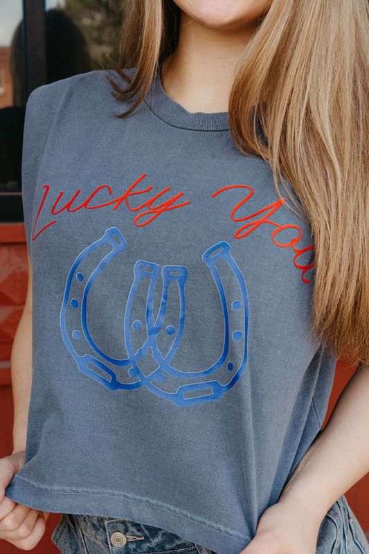 Lucky You Horse Shoe Cap Sleeve - Southern Soule Designs