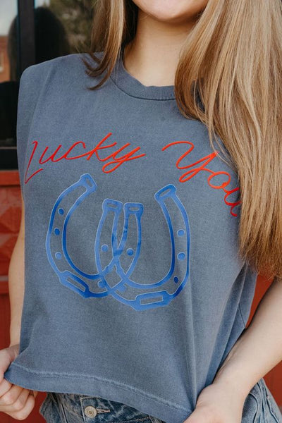 Lucky You Horse Shoe Cap Sleeve - Southern Soule Designs