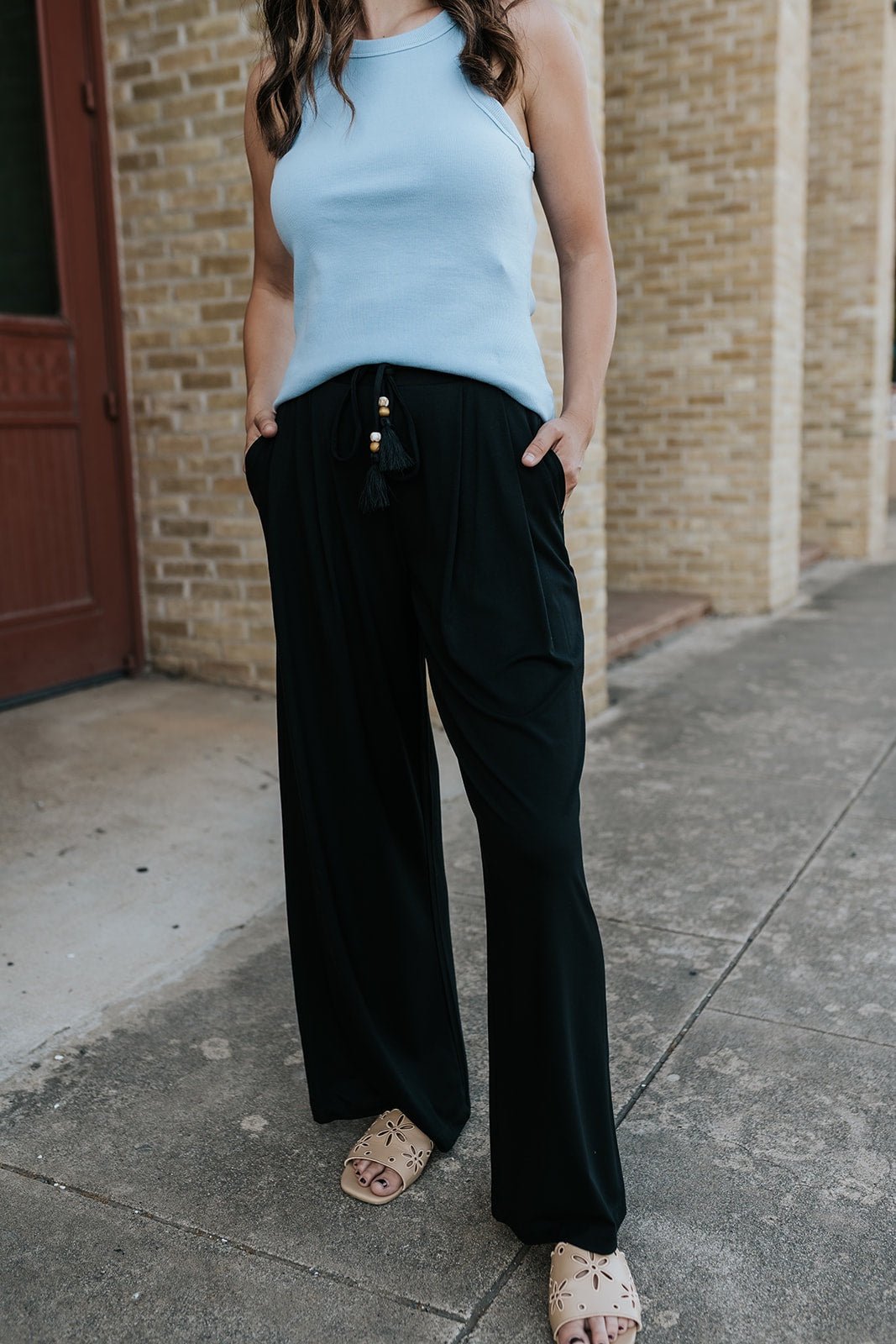 Lydia Black Wide Leg Plant ZP261169 - Southern Soule Designs