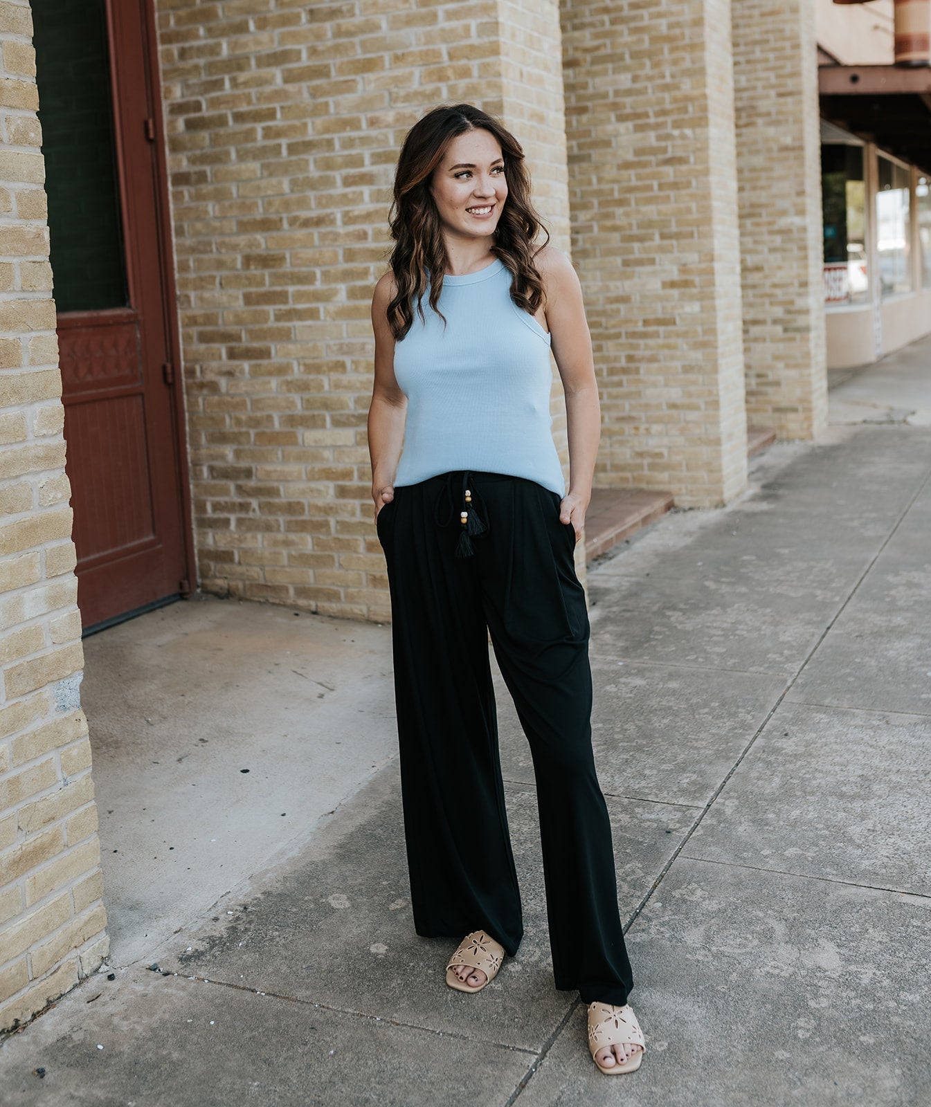 Lydia Black Wide Leg Plant ZP261169 - Southern Soule Designs