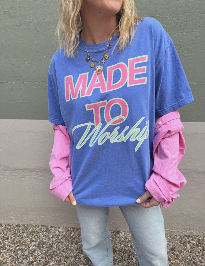 Made to Worship Tee Periwinkle - Southern Soule Designs