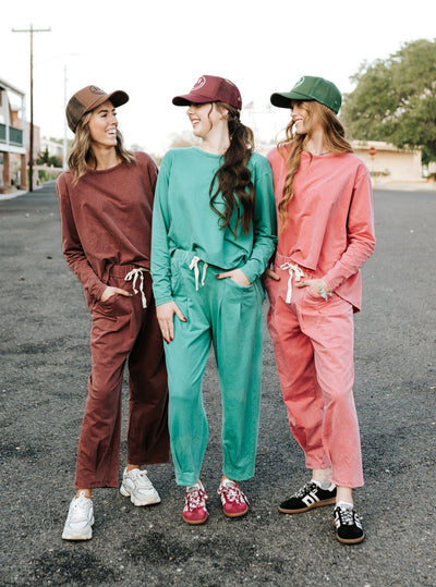 Magenta Washed Pleat Detail Short Sleeve Top and Pant Set - Southern Soule Designs