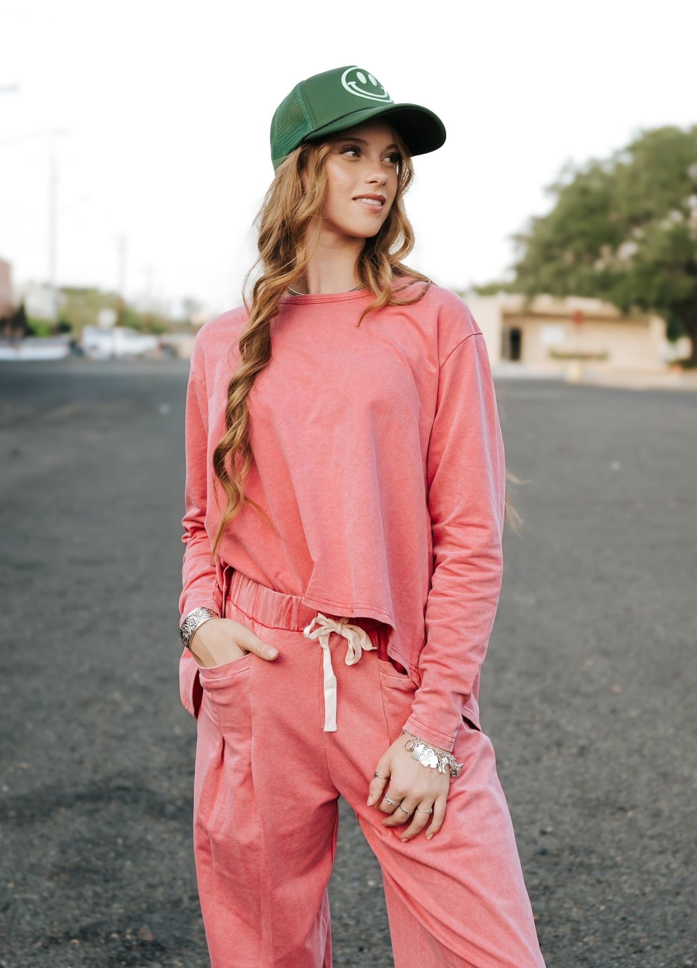 Magenta Washed Pleat Detail Short Sleeve Top and Pant Set - Southern Soule Designs