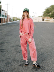 Magenta Washed Pleat Detail Short Sleeve Top and Pant Set - Southern Soule Designs