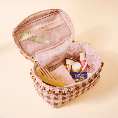 Maple Gingham Glam & Go Quilted Cosmetic Bag - Southern Soule Designs