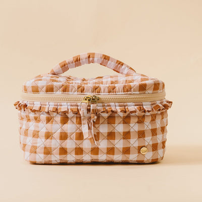Maple Gingham Glam & Go Quilted Cosmetic Bag - Southern Soule Designs