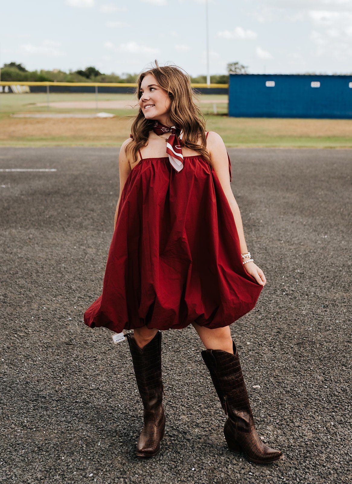 Maroon Puff Bottom Mini Dress CD16277B - Southern Soule Designs