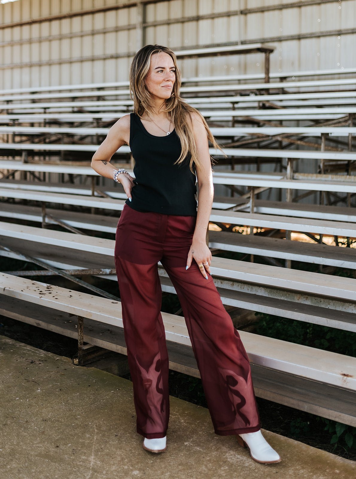Maroon Sheer Pants with Lined Shorts MB5109 - Southern Soule Designs