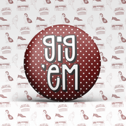 Maroon With Pink Polka Dots Gig 'Em Button 2038 - Southern Soule Designs