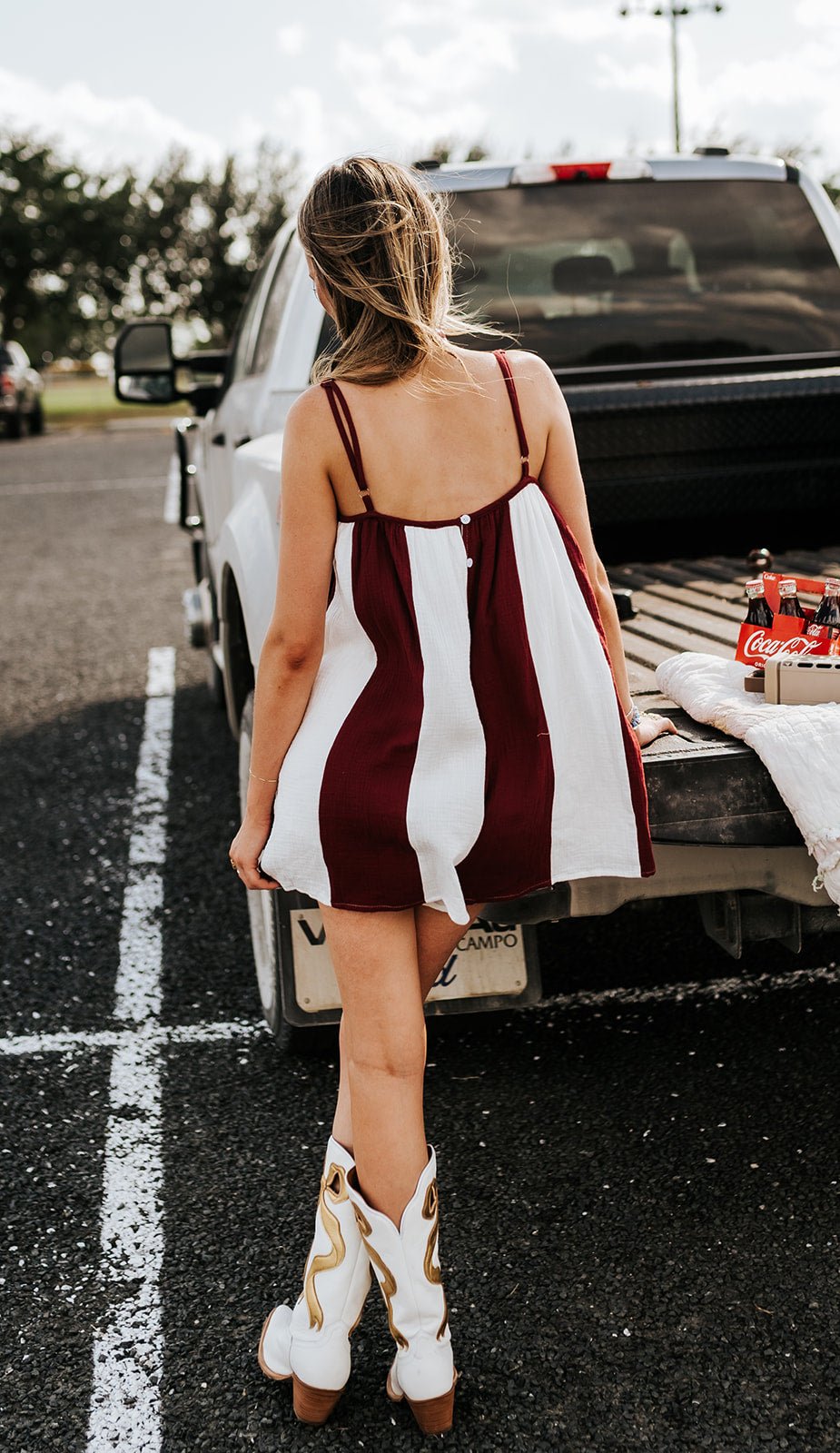 Maroon/White Striped Oversized Romper CR18069 - Southern Soule Designs