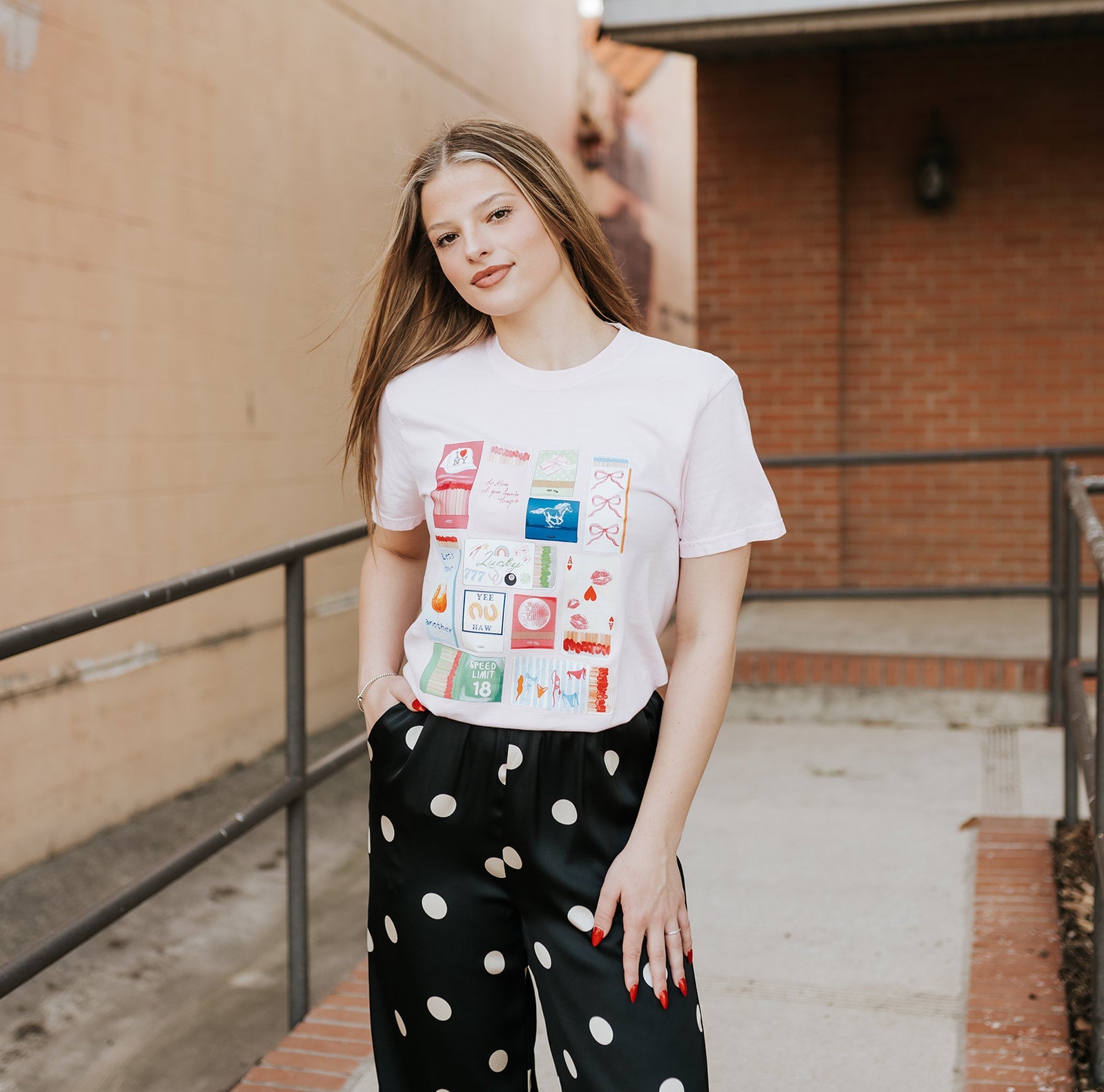 Matchbook Pink Tee - Southern Soule Designs