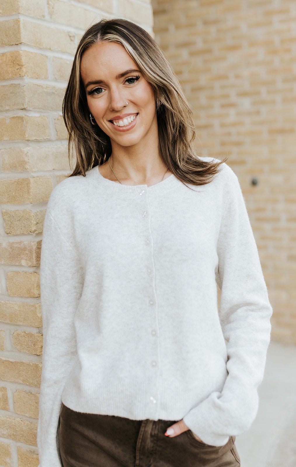 Medina Cardigan Light Oatmeal Heather ZW251267 - Southern Soule Designs