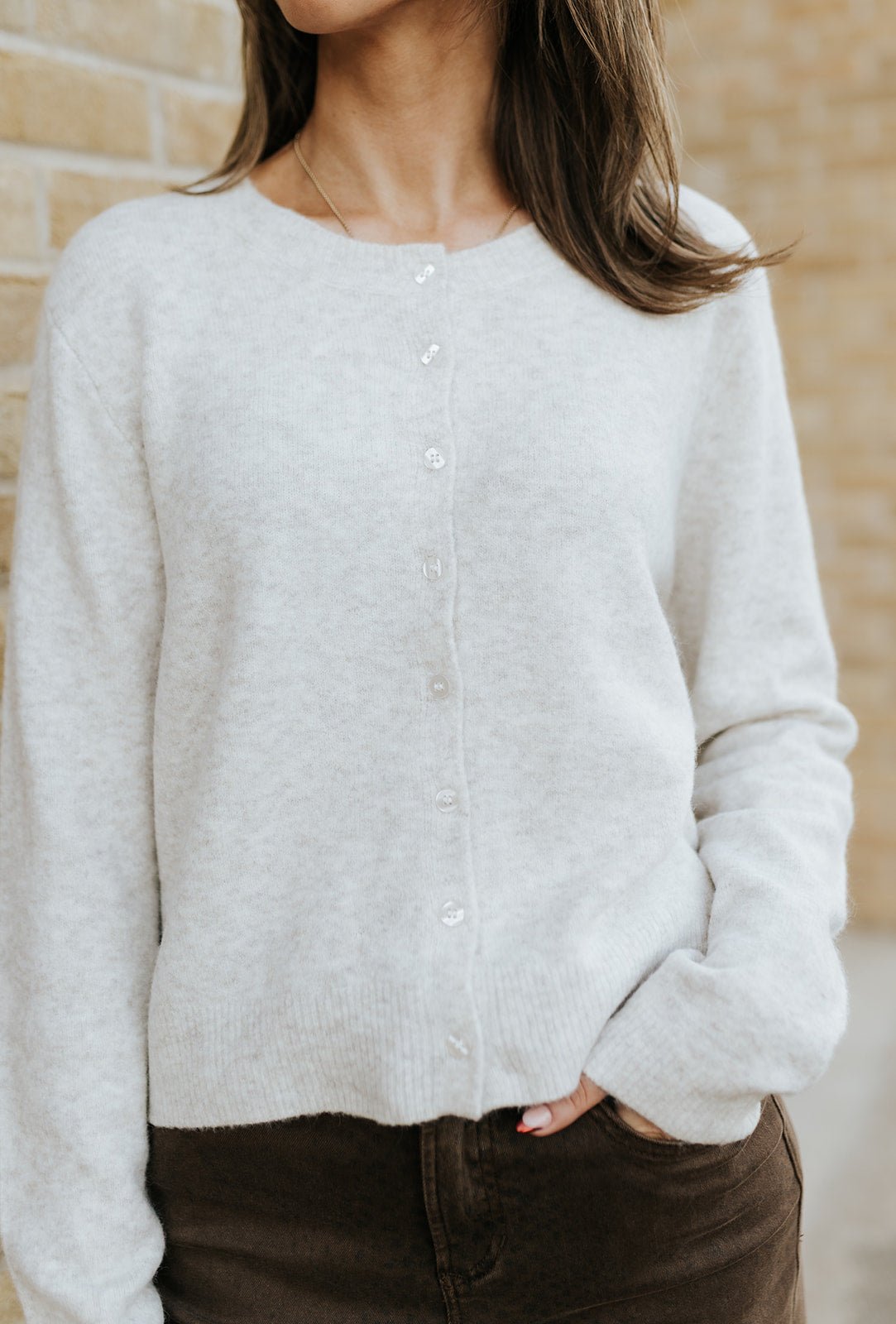 Medina Cardigan Light Oatmeal Heather ZW251267 - Southern Soule Designs