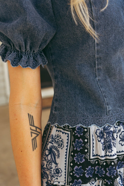 Medium Denim Wash Jaelynn Top N1956T - 1 - Southern Soule Designs