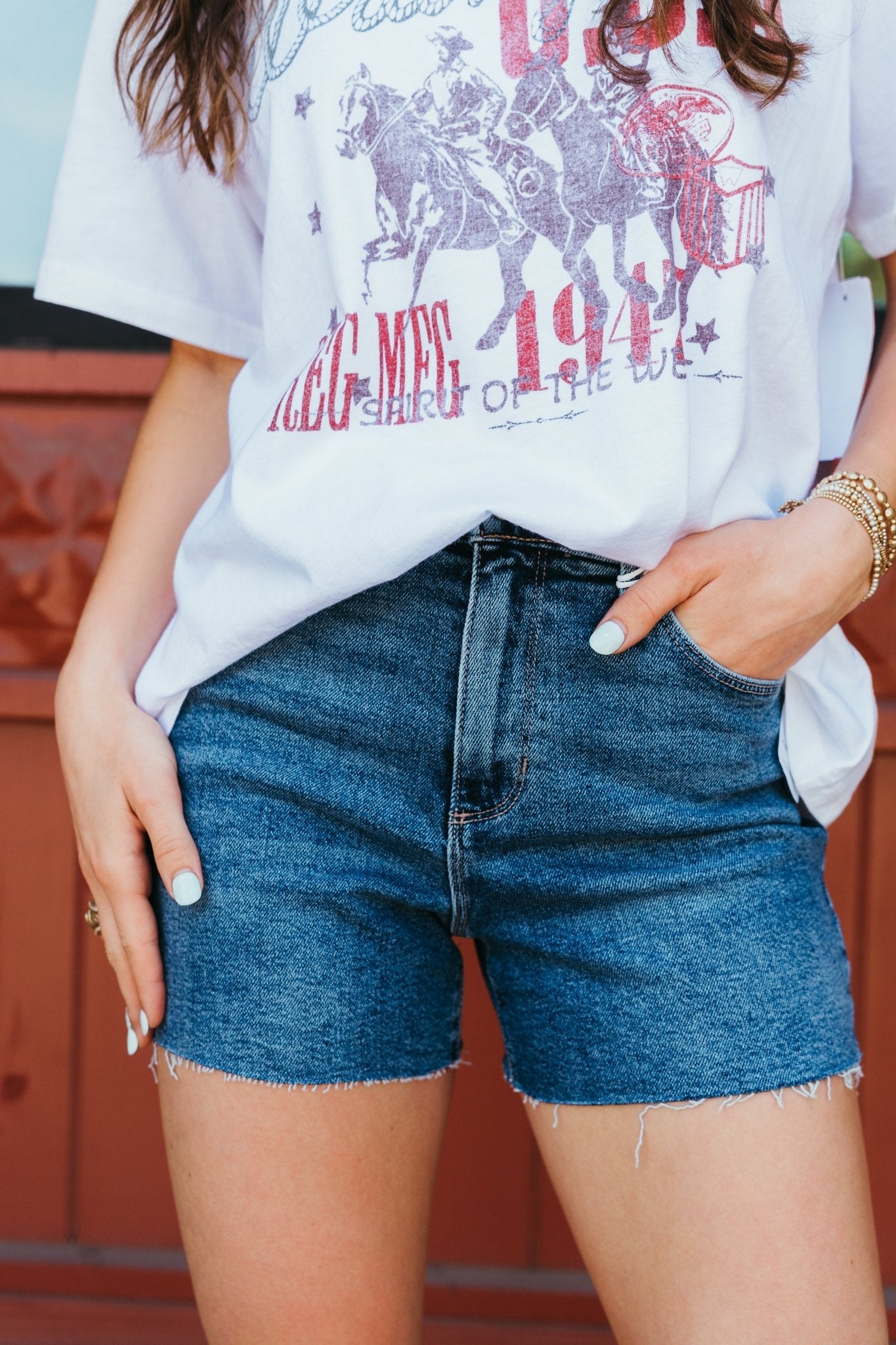 Medium Wash Denim High Rise Shorts BH509J - Southern Soule Designs