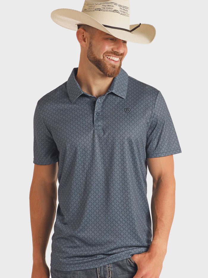Men's Geo Print Polo Navy BM51T05994 - Southern Soule Designs