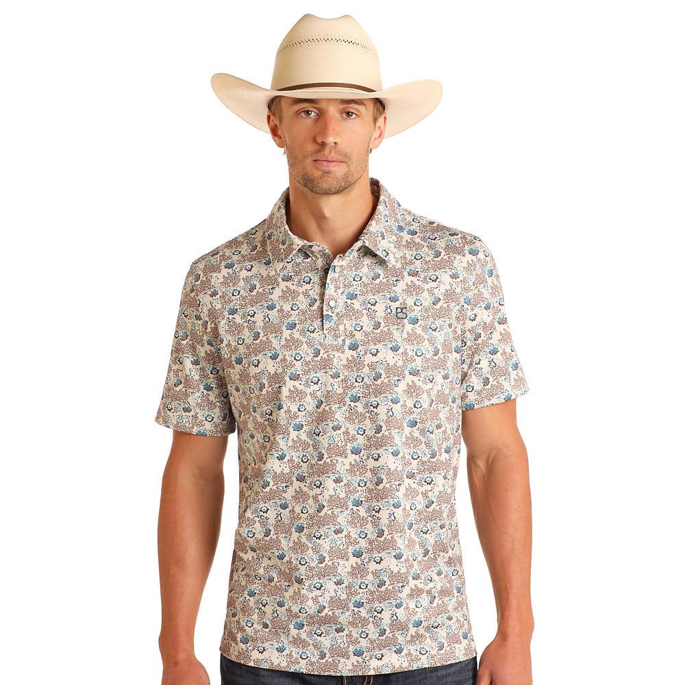 Men's Short Sleeve Polo Snap Natural TM51T05717 - Southern Soule Designs