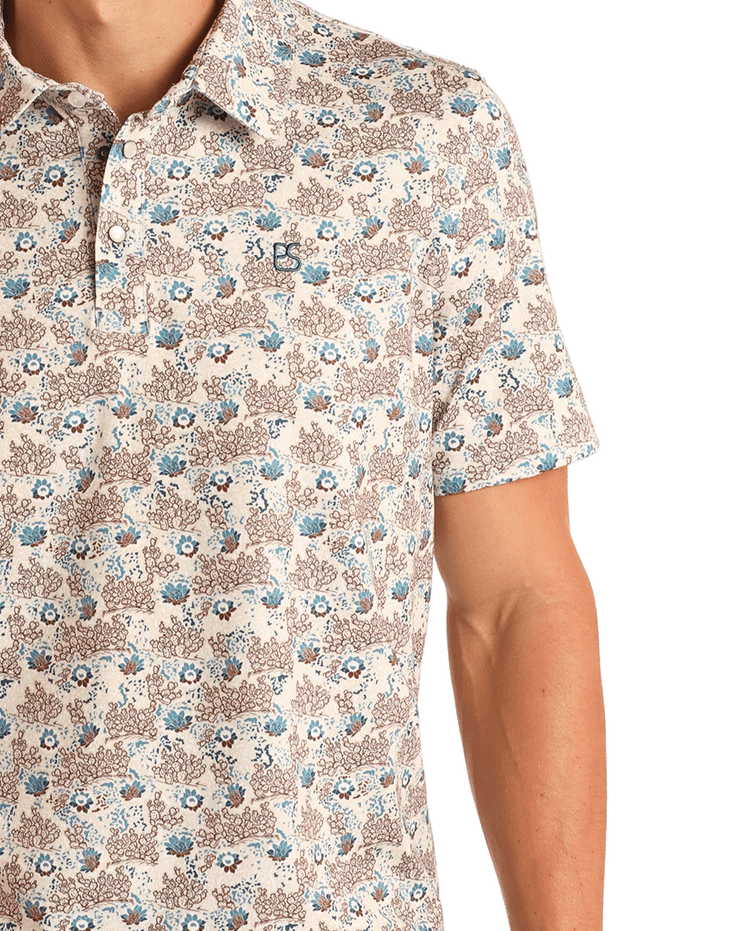 Men's Short Sleeve Polo Snap Natural TM51T05717 - Southern Soule Designs