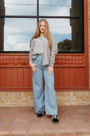Mia Loose Wide Leg Denim Pant Light Vintage Indigo ZP251634S - Southern Soule Designs
