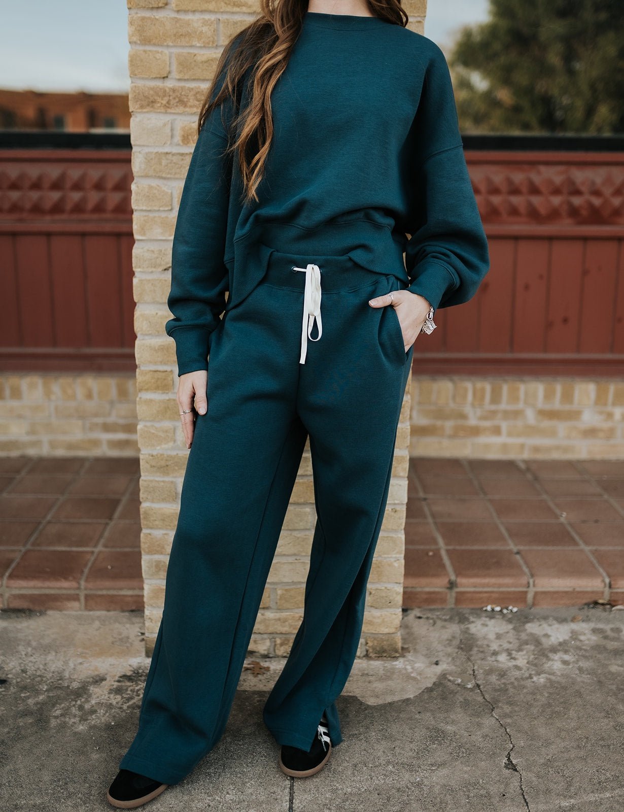 Midnight Navy CloudWalk Wide Leg Fleece Pants KP5704 - Southern Soule Designs