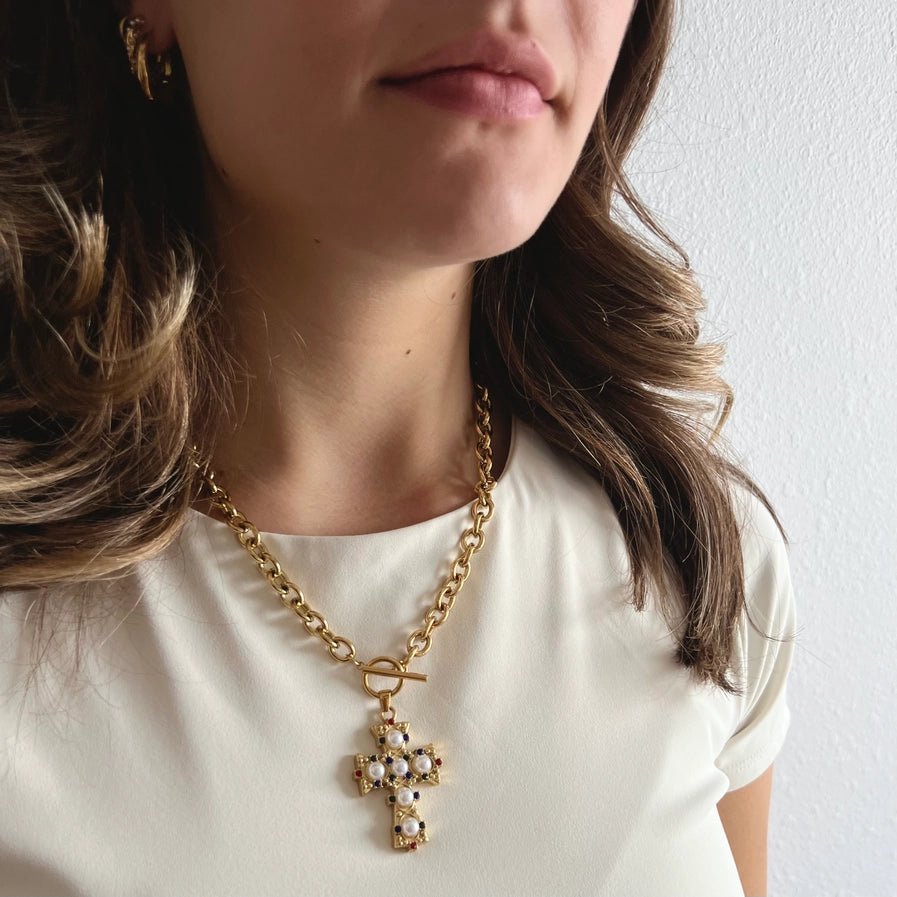 Mina Cross Pendant Necklace - Southern Soule Designs