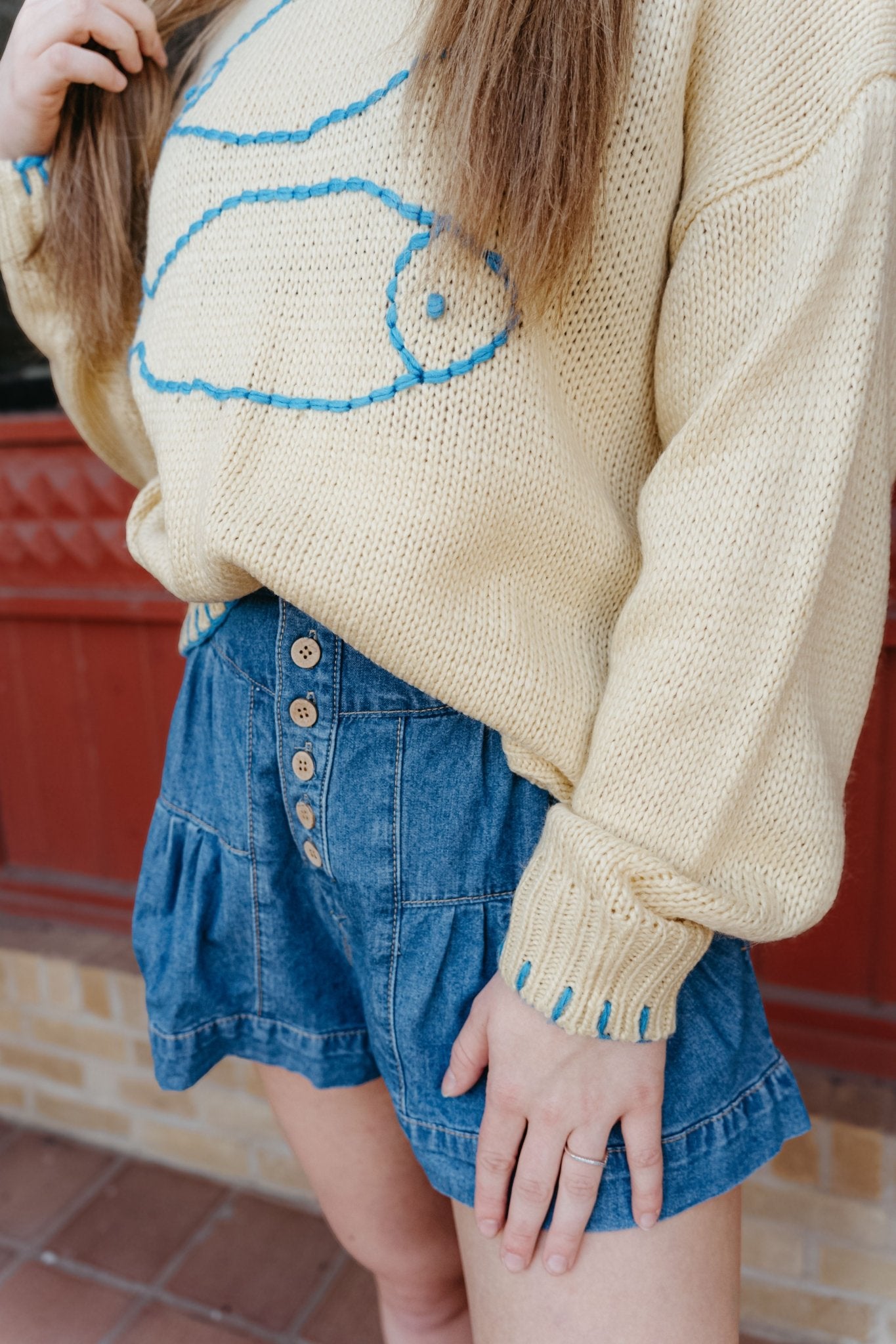 Mineral Washed Denim Pleated Shorts PH12071 - Southern Soule Designs