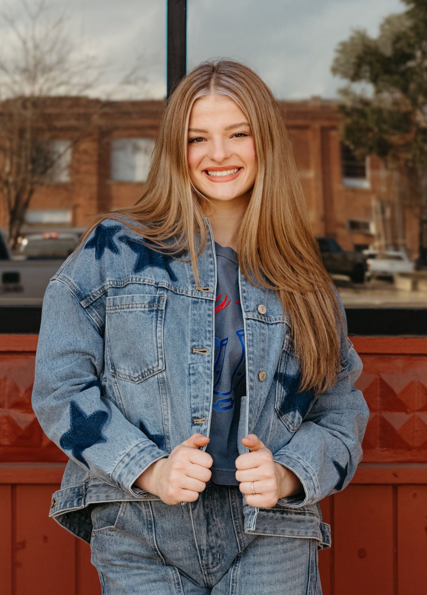 Mineral Washed Star Denim Jacket JH12503 - Southern Soule Designs