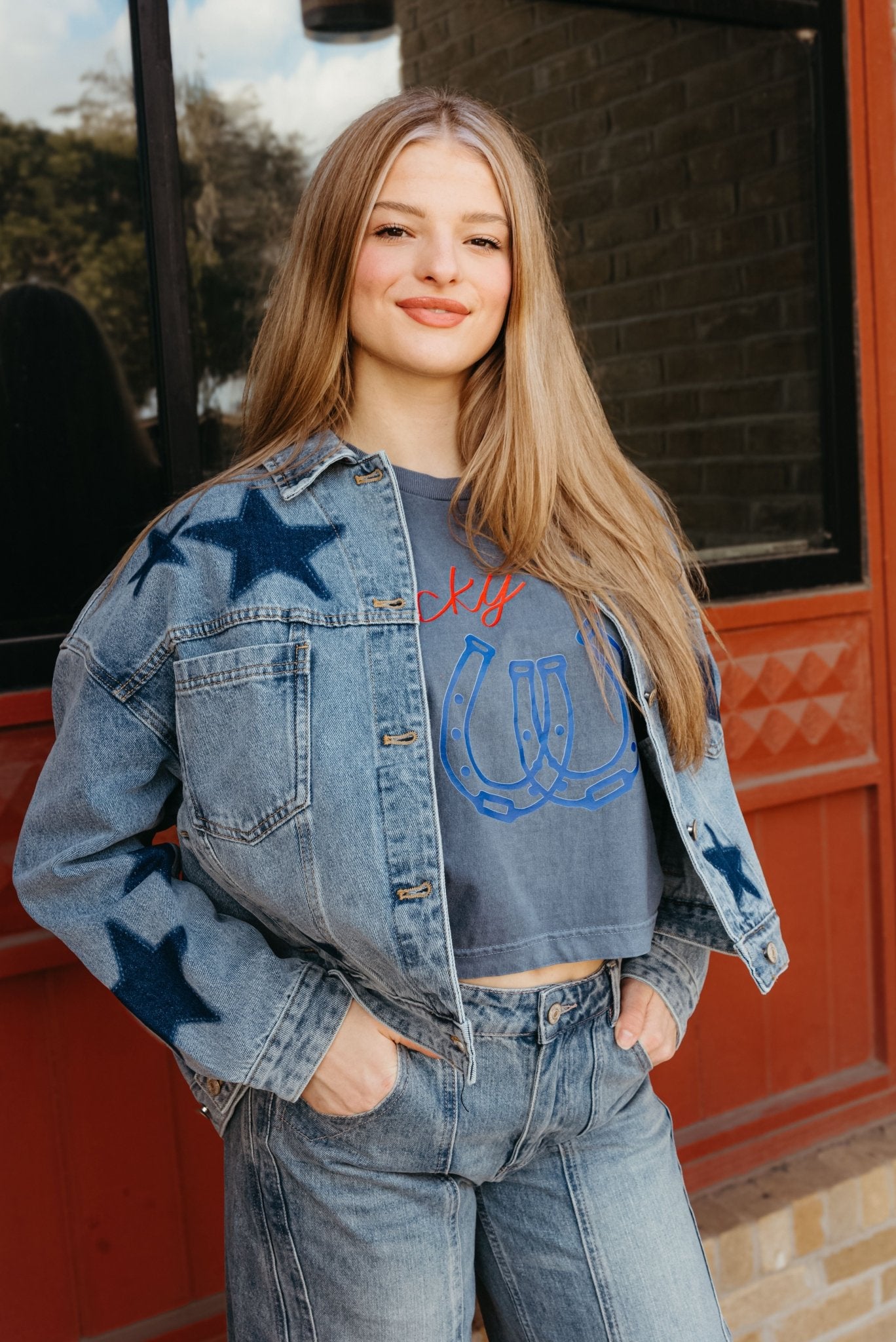 Mineral Washed Star Denim Jacket JH12503 - Southern Soule Designs