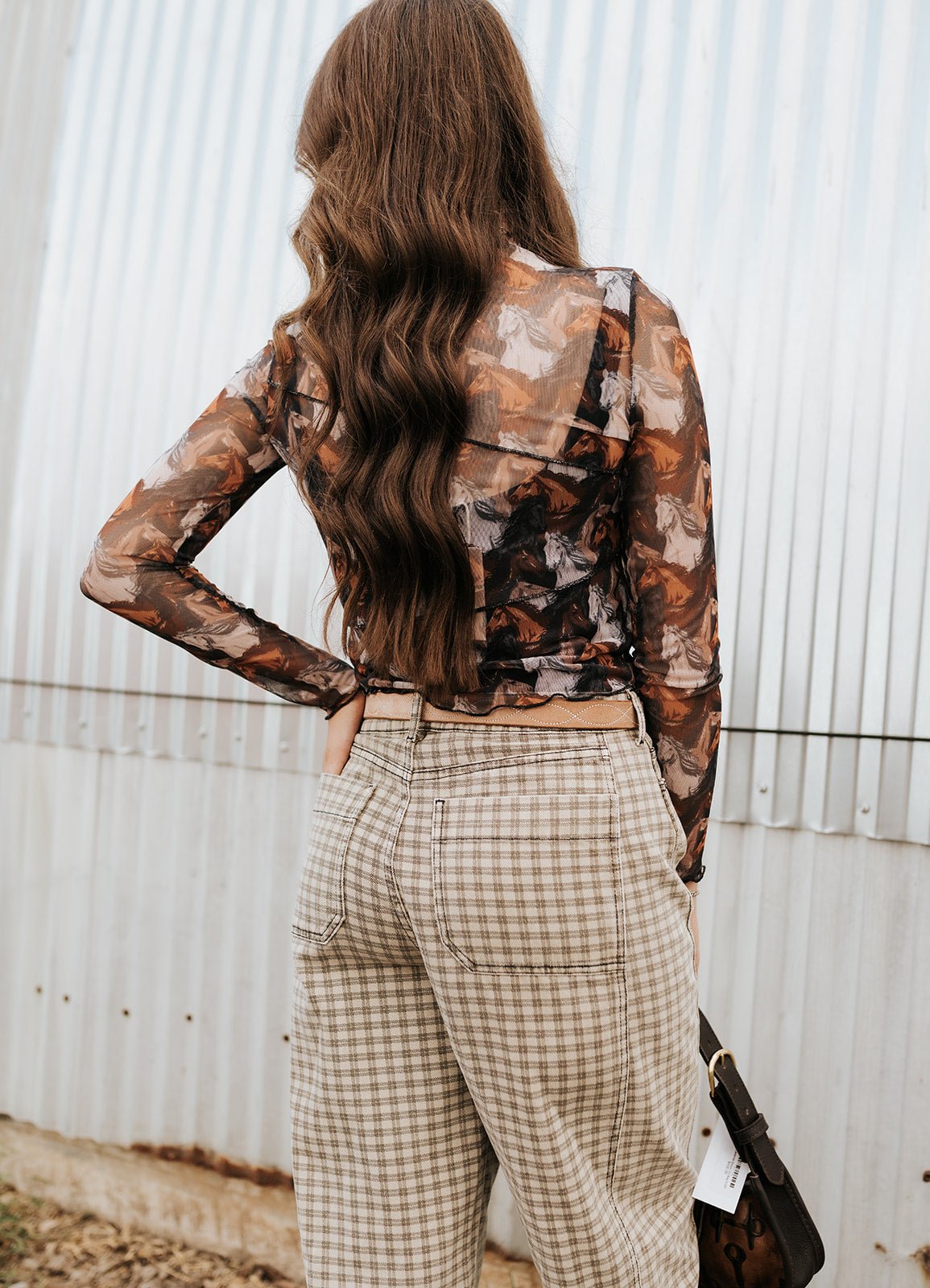 Mini Checker Pattern Barrel Pants P5936 - Southern Soule Designs