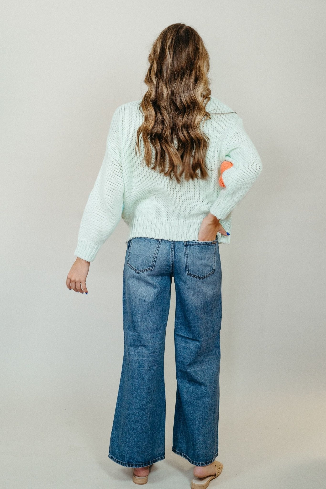Mint Floral Stitched Sweater - Southern Soule Designs