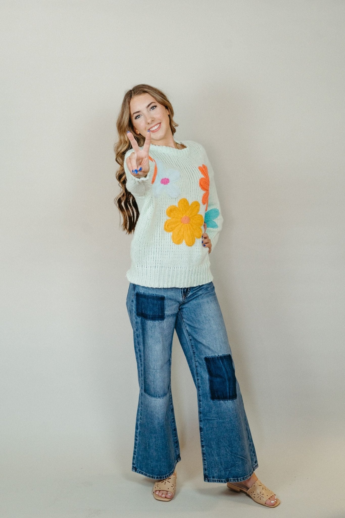 Mint Floral Stitched Sweater - Southern Soule Designs