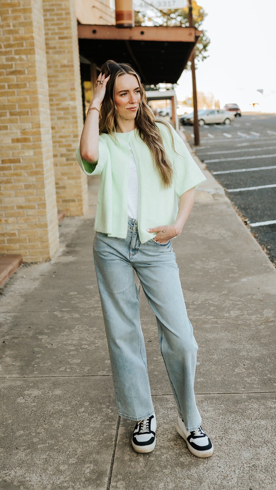 Mint Single Button Cape Sweater WL25 - 12448 - Southern Soule Designs