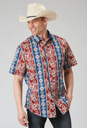 MNS Perf Tropical Aztec Snap SS - Southern Soule Designs
