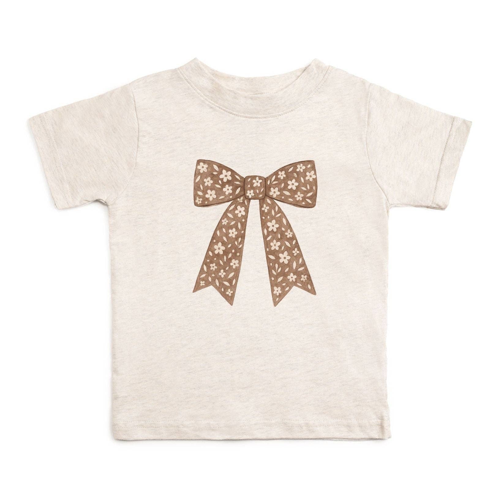 Mocha Floral Bow Patch Short Sleeve Tee - GST-418 - Southern Soule Designs