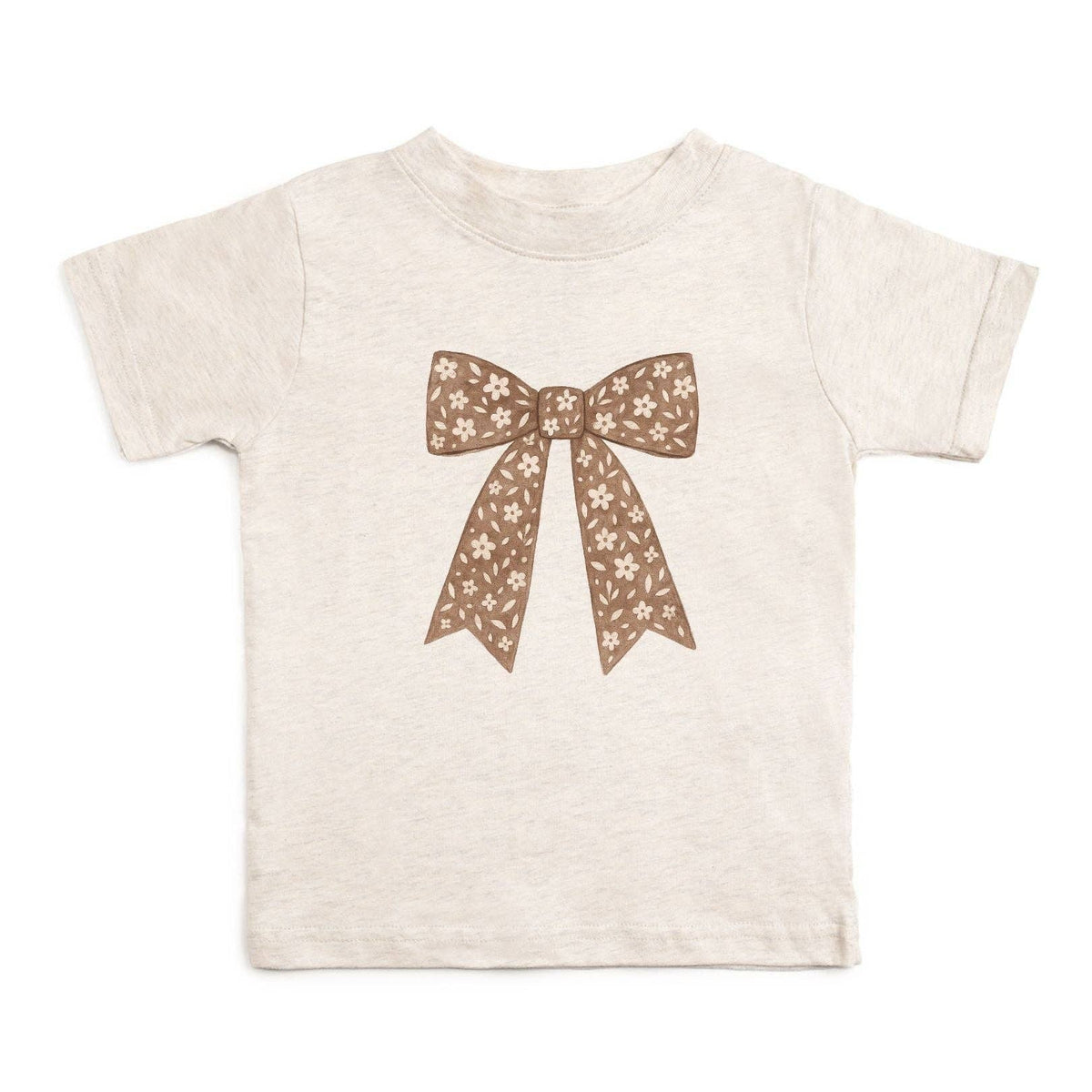Mocha Floral Bow Patch Short Sleeve Tee - GST-418 - Southern Soule Designs