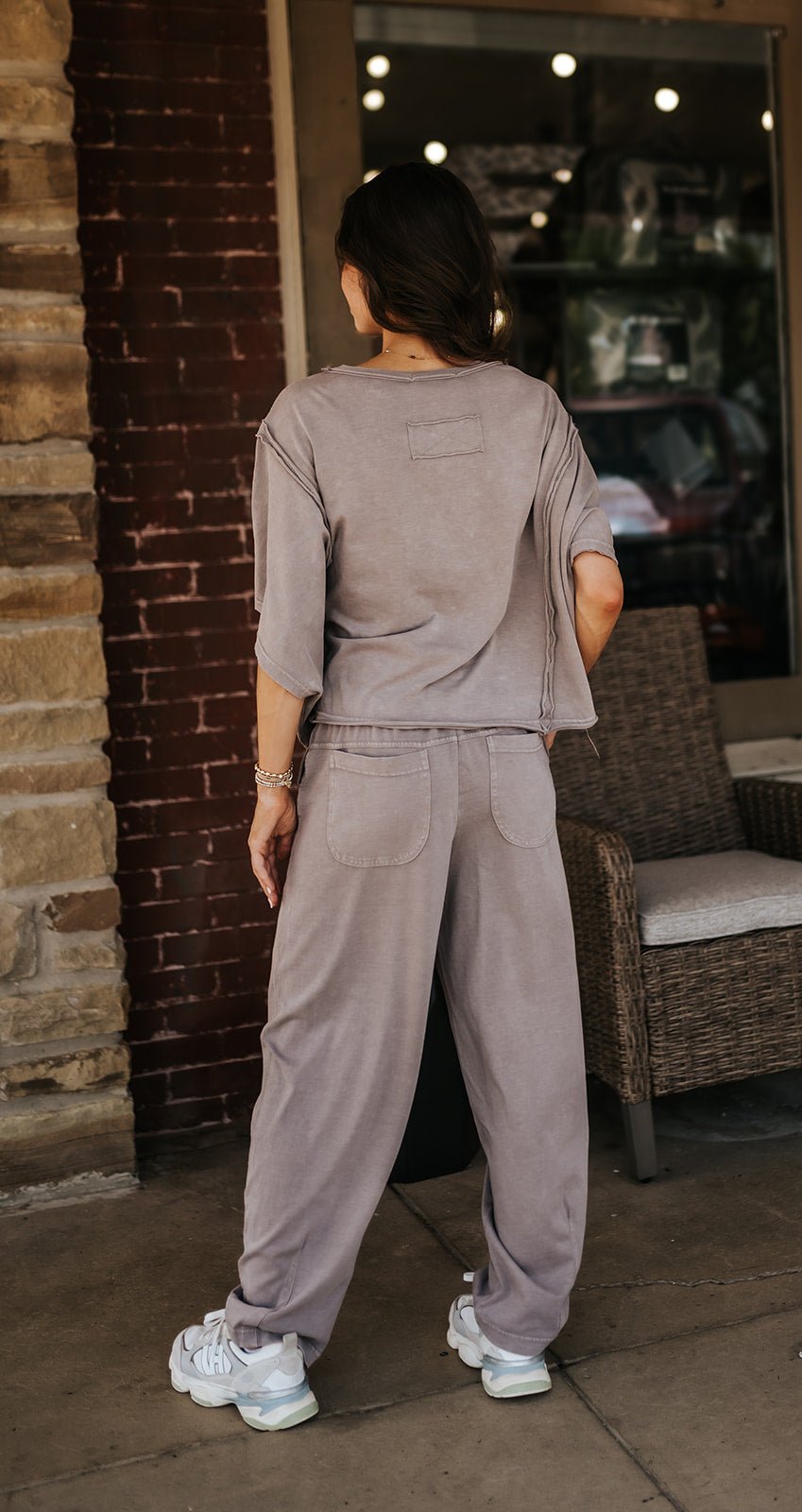 Mocha Mineral Washed Barrel Pants P6455 - Southern Soule Designs
