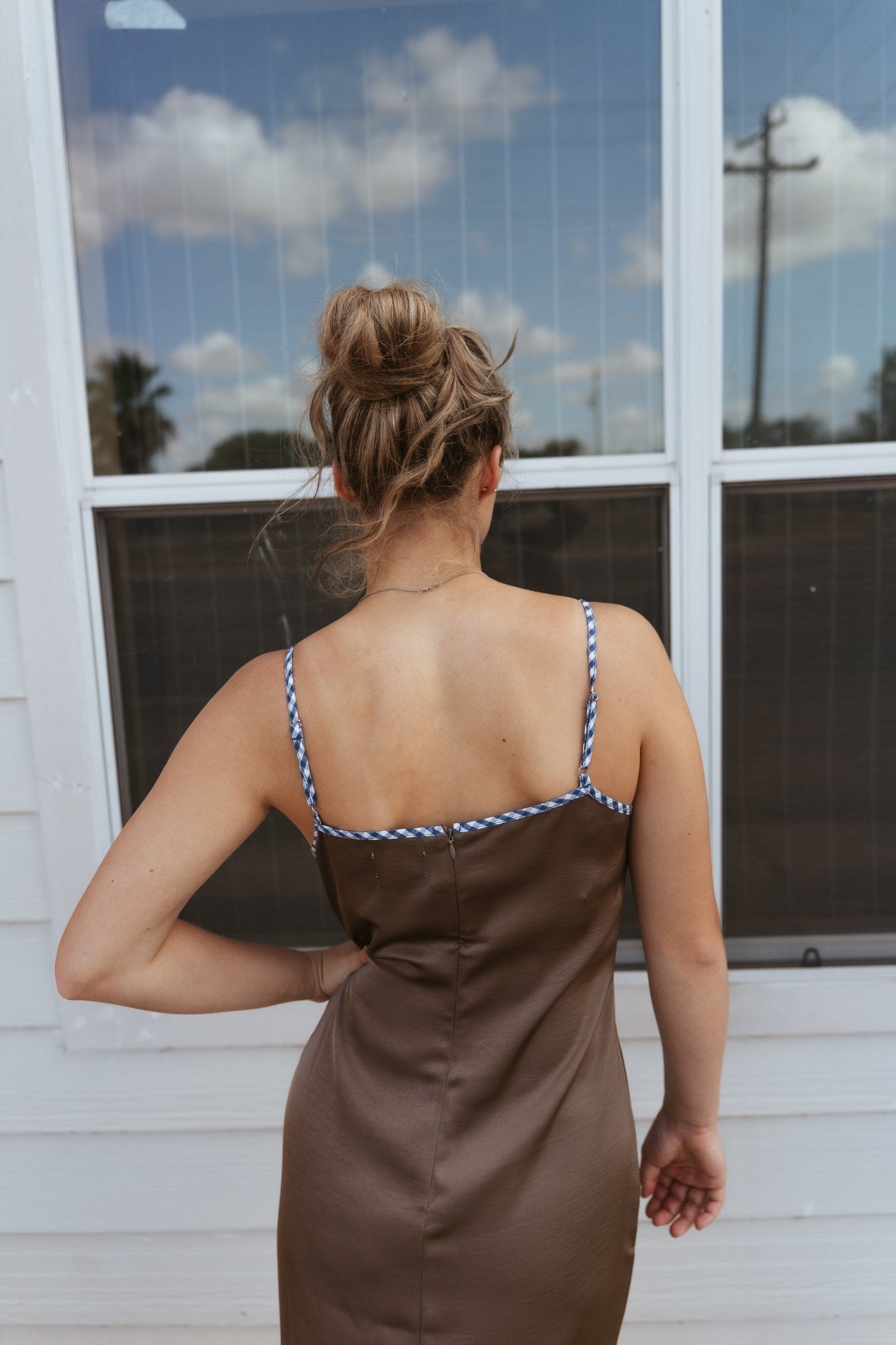 Mocha Satin Maxi Dress TBD13606 - Southern Soule Designs